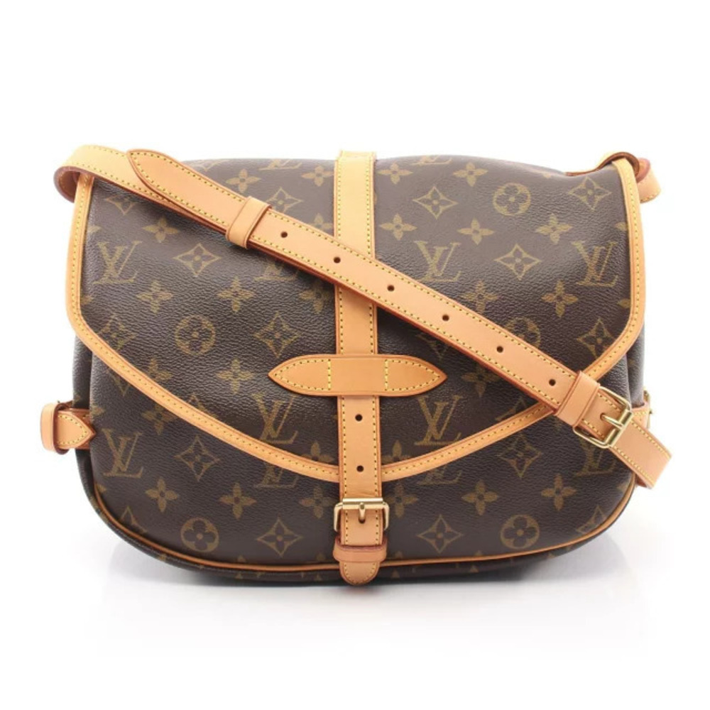 Louis Vuitton Saumur Shoulder Bag Canvas Leather Monogram Brown